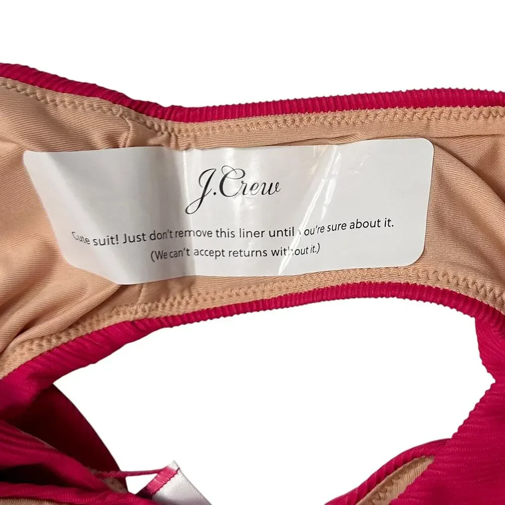 2/$15 NWT J. Crew Ribbed High-Rise Cheeky Bikini Bottom Hibiscus Pink Size XS